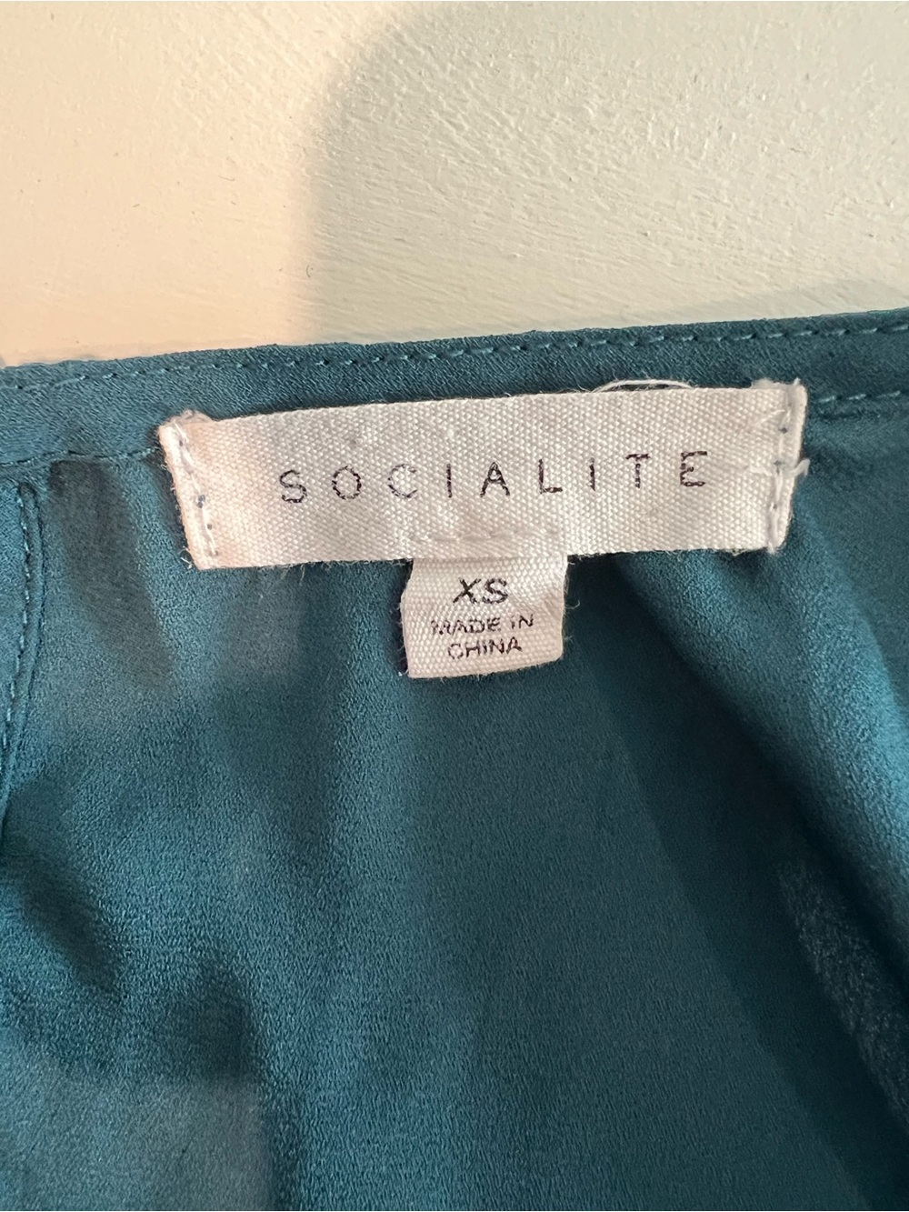 Socialite Teal Embellished Keyhole Surplice Blouse - Picture 4 of 5